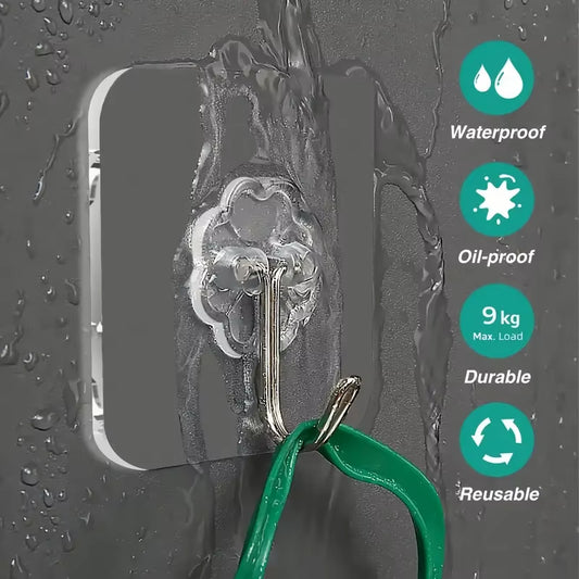 5/50pcs Transparent Stainless Steel Strong Self Adhesive Hooks.