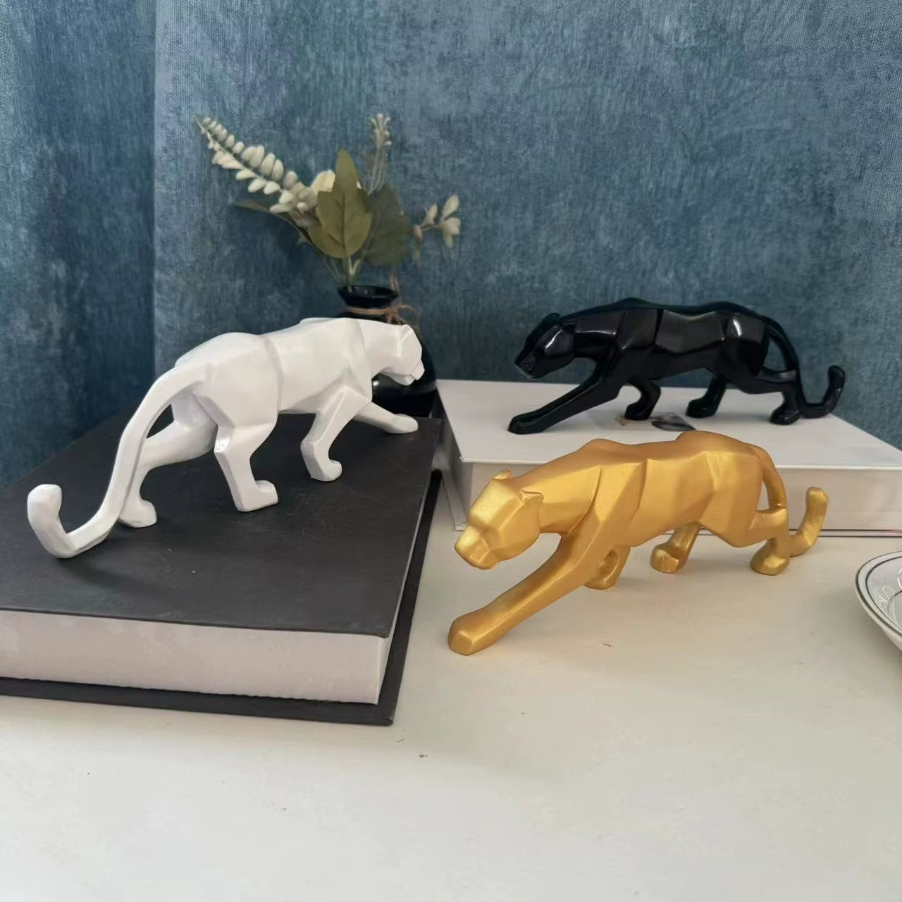 Abstract Geometric Panther Statue