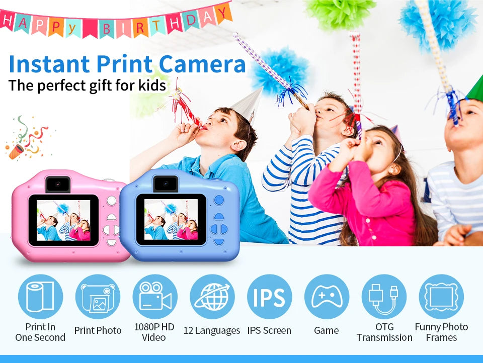 Children‘s Instant Printing Camera Kid Selfie Camera 10x Digital.