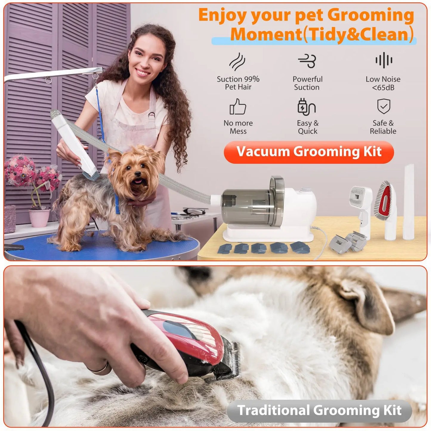 🐶 Dog Grooming Vacuum & Pet Grooming Kit – Groom Smarter, Not Harder!
